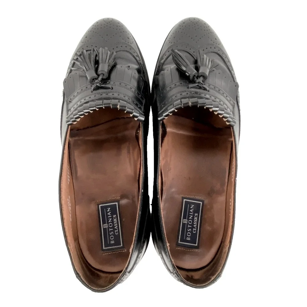 Bostonian Classics Leather Tassel Loafers Mens 8.5 EEE Extra Wide Wingtip Shoes